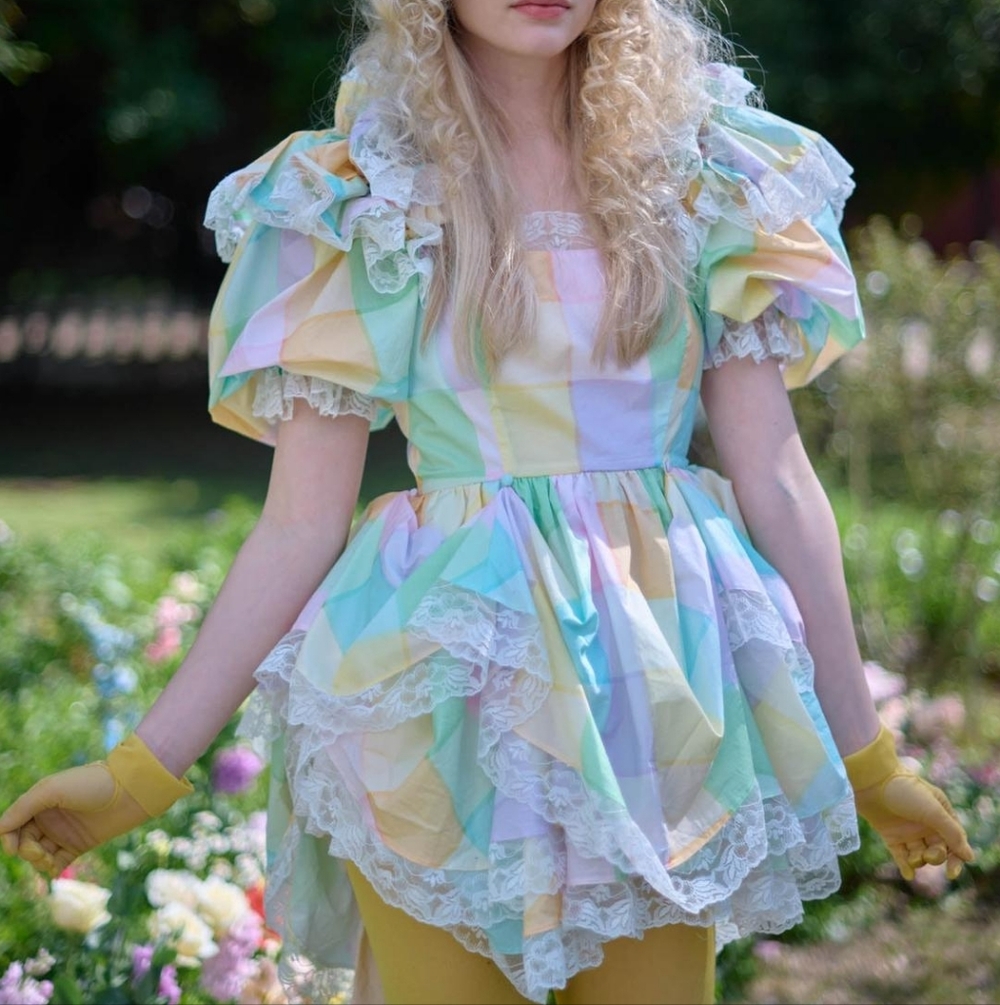 BNWT Selkie Brunch Duchess Sugarfill Dress Size 1X Pastel Gingham Patchwork